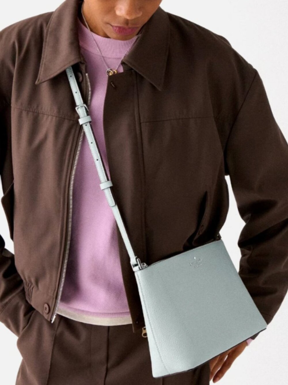 New Kate Spade Leila Crossbody Pebble Leather Lake Mist